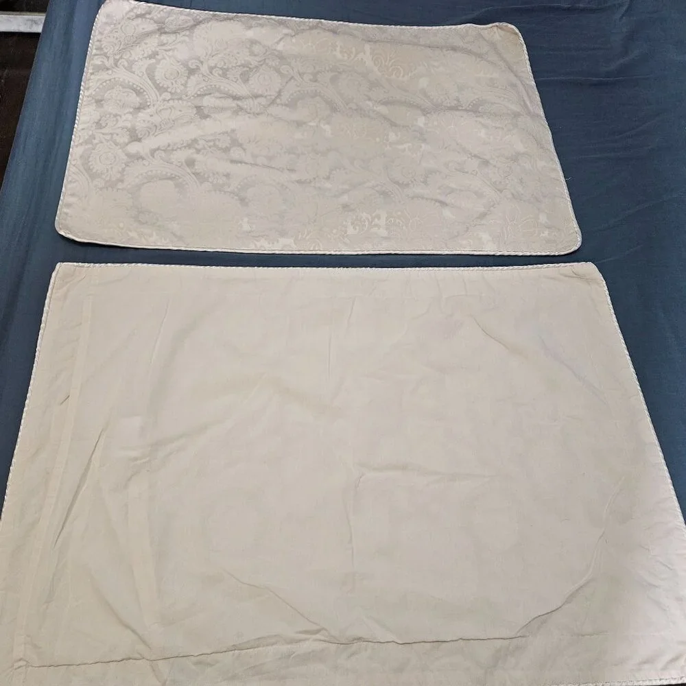Floral Embroidered Decorative Pillow Cover Sham Case Queen Ivory Cream Set 21x33